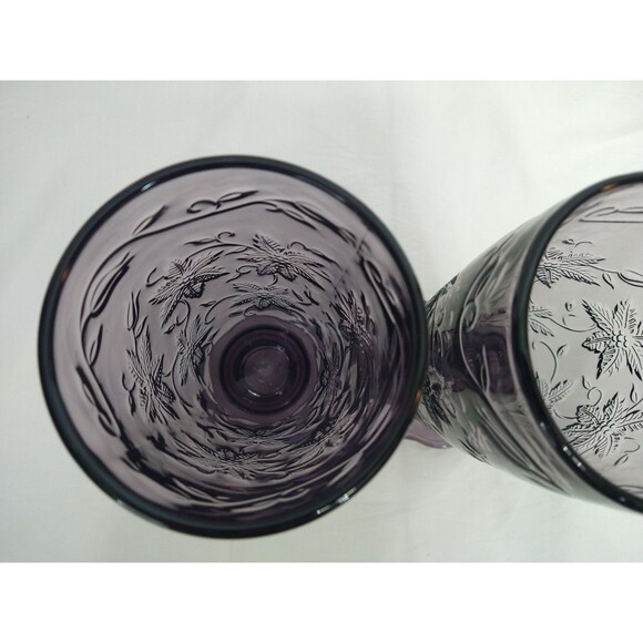 Set of 2 Princess House Amethyst Fantasia Purple Footed Iced Tea Tumblers 20oz - Picture 4 of 10